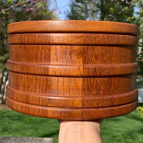 Vtg 60s DANSK Designs Denmark Teak Ice Bucket Mid Century - Picture 4 of 11
